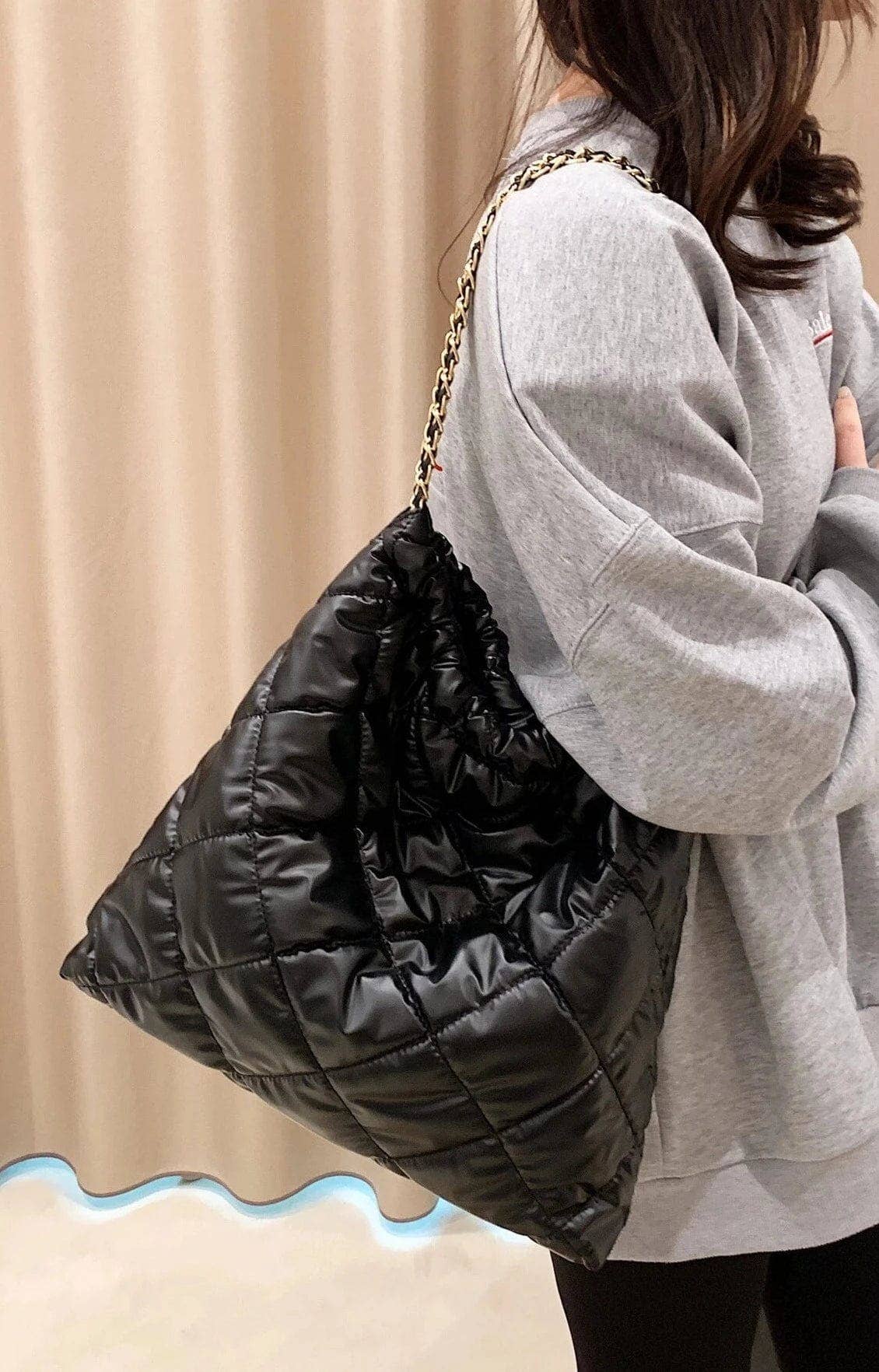 Chrissy Puffer Quilted Hobo Tote