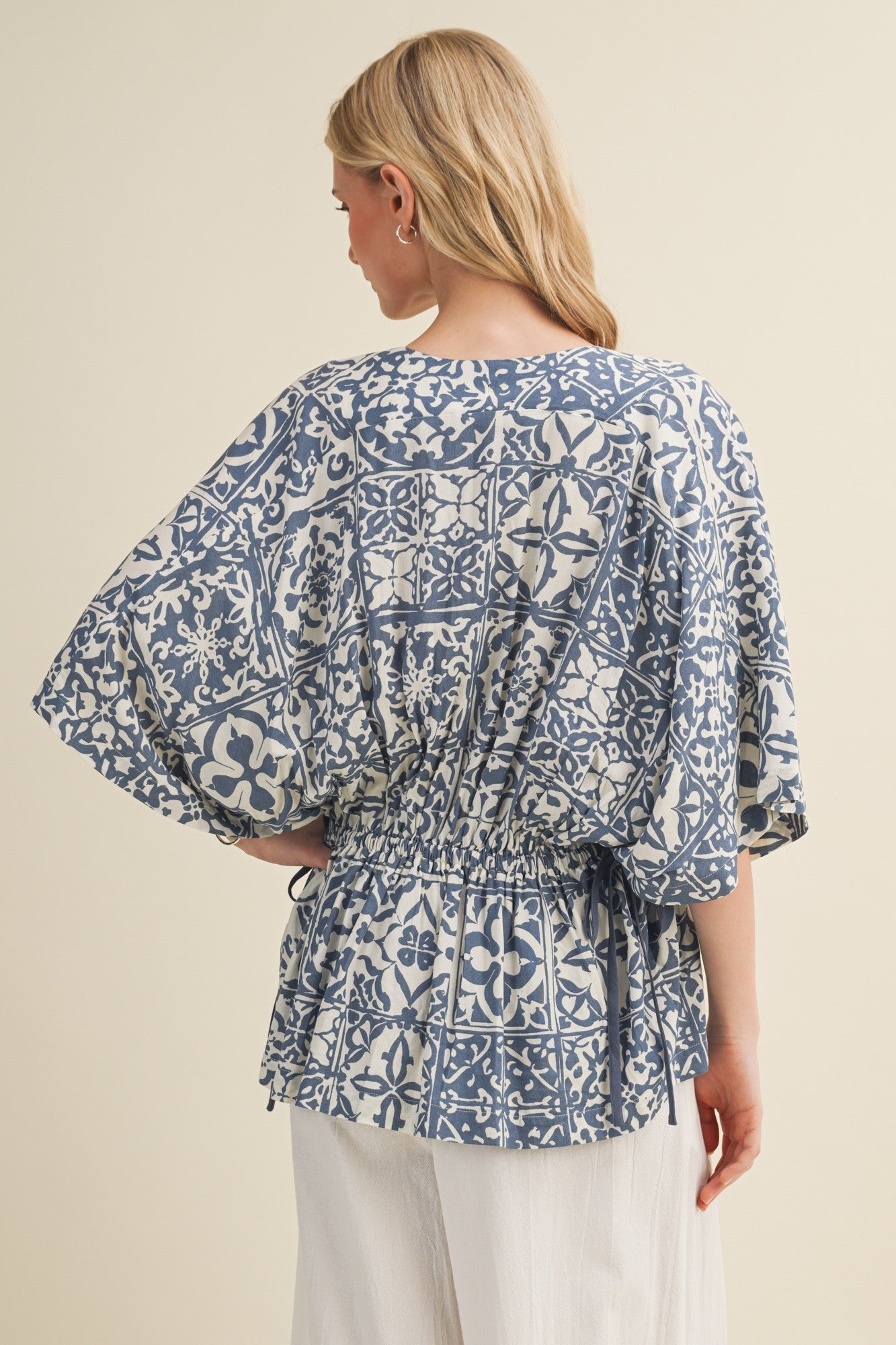 Surplice V-neck Dolman Sleeve Blouse