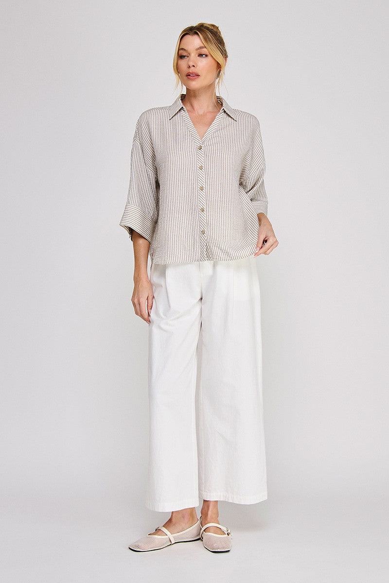 Textured Woven Button Down Shirt