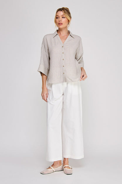 Textured Woven Button Down Shirt