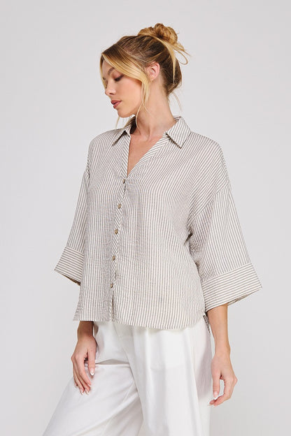 Textured Woven Button Down Shirt