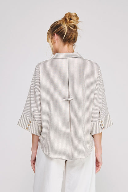 Textured Woven Button Down Shirt