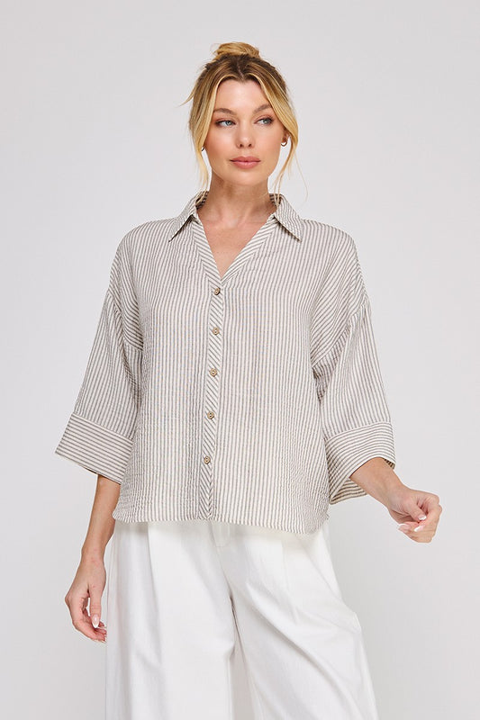 Textured Woven Button Down Shirt