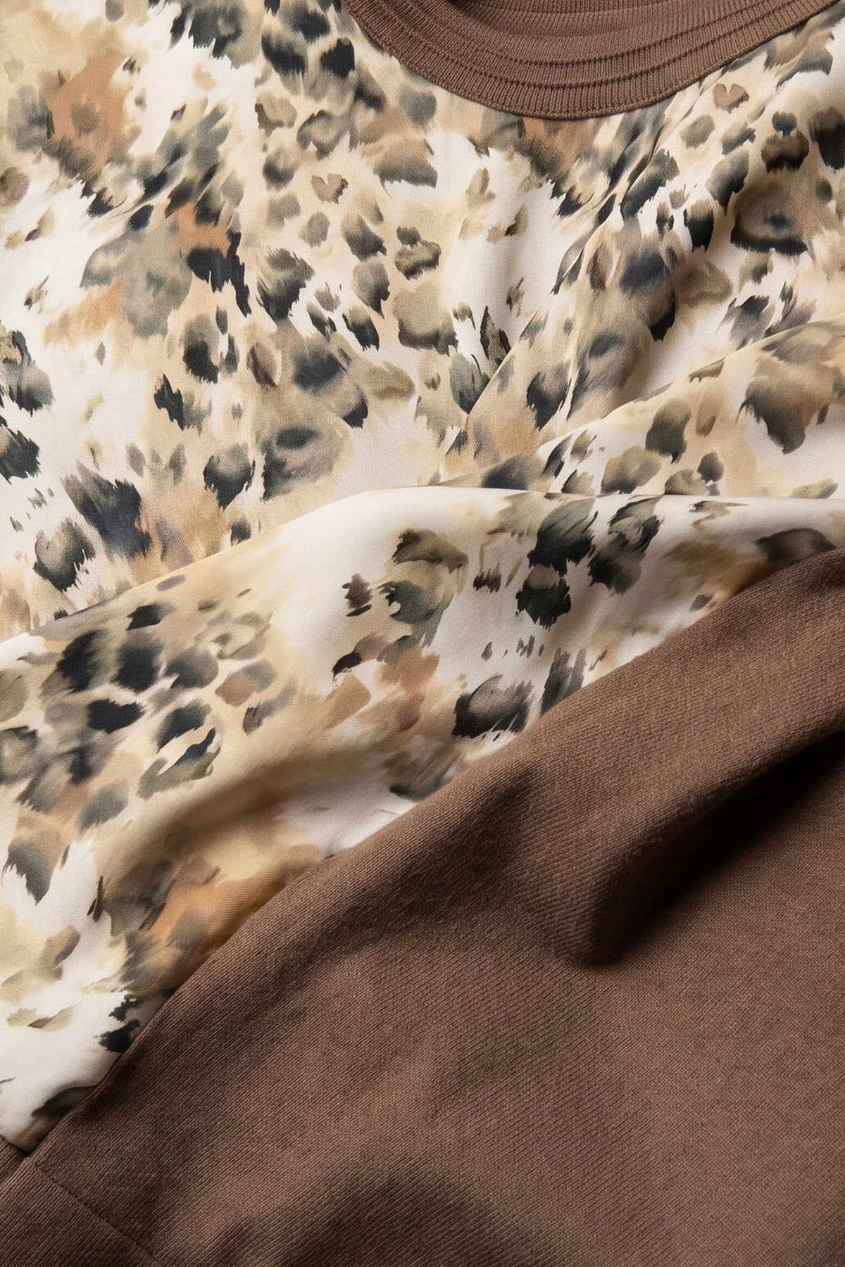 Leopard Print Mixed Media Top
