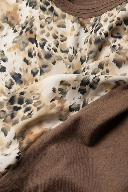 Leopard Print Mixed Media Top