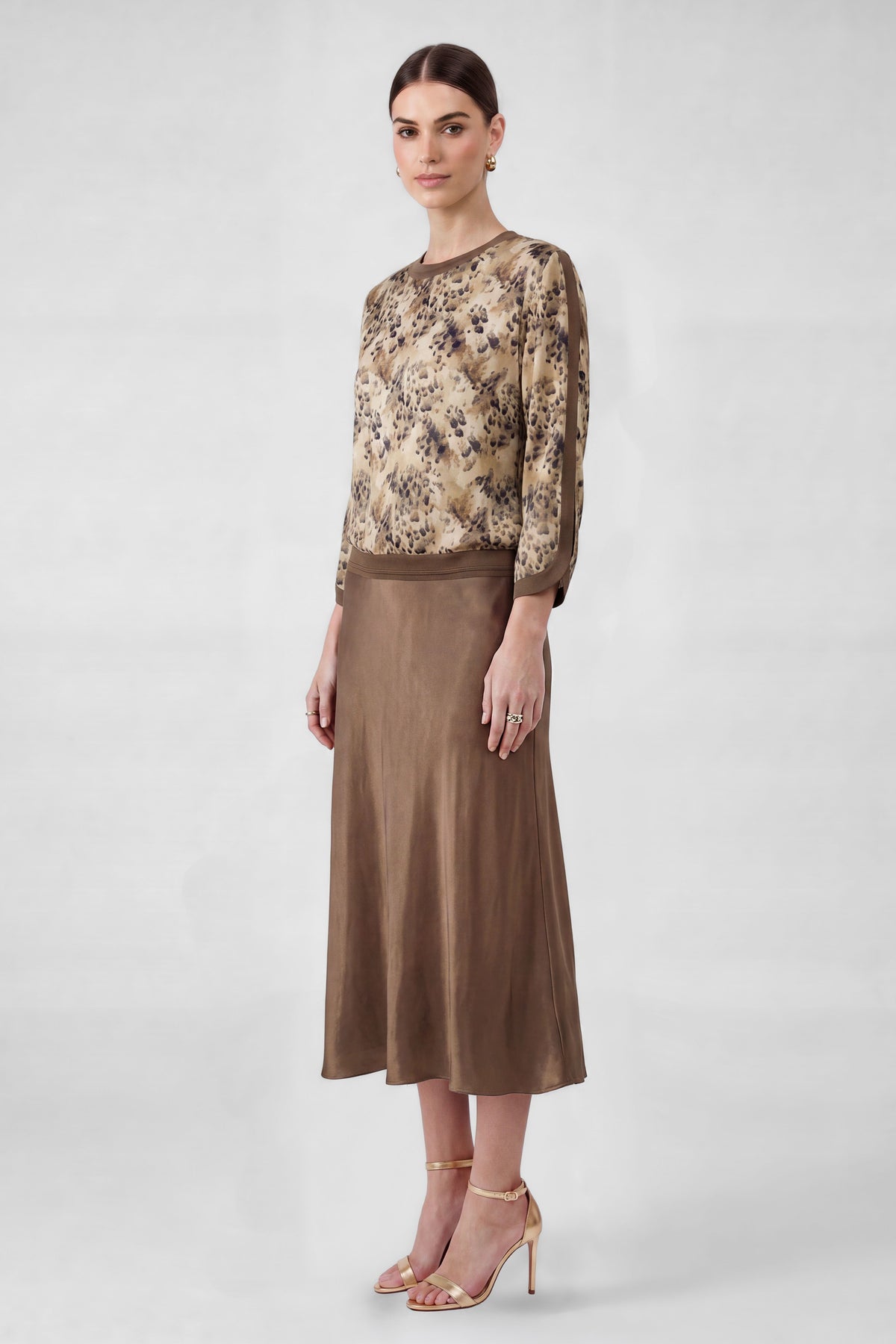 Leopard Print Mixed Media Top