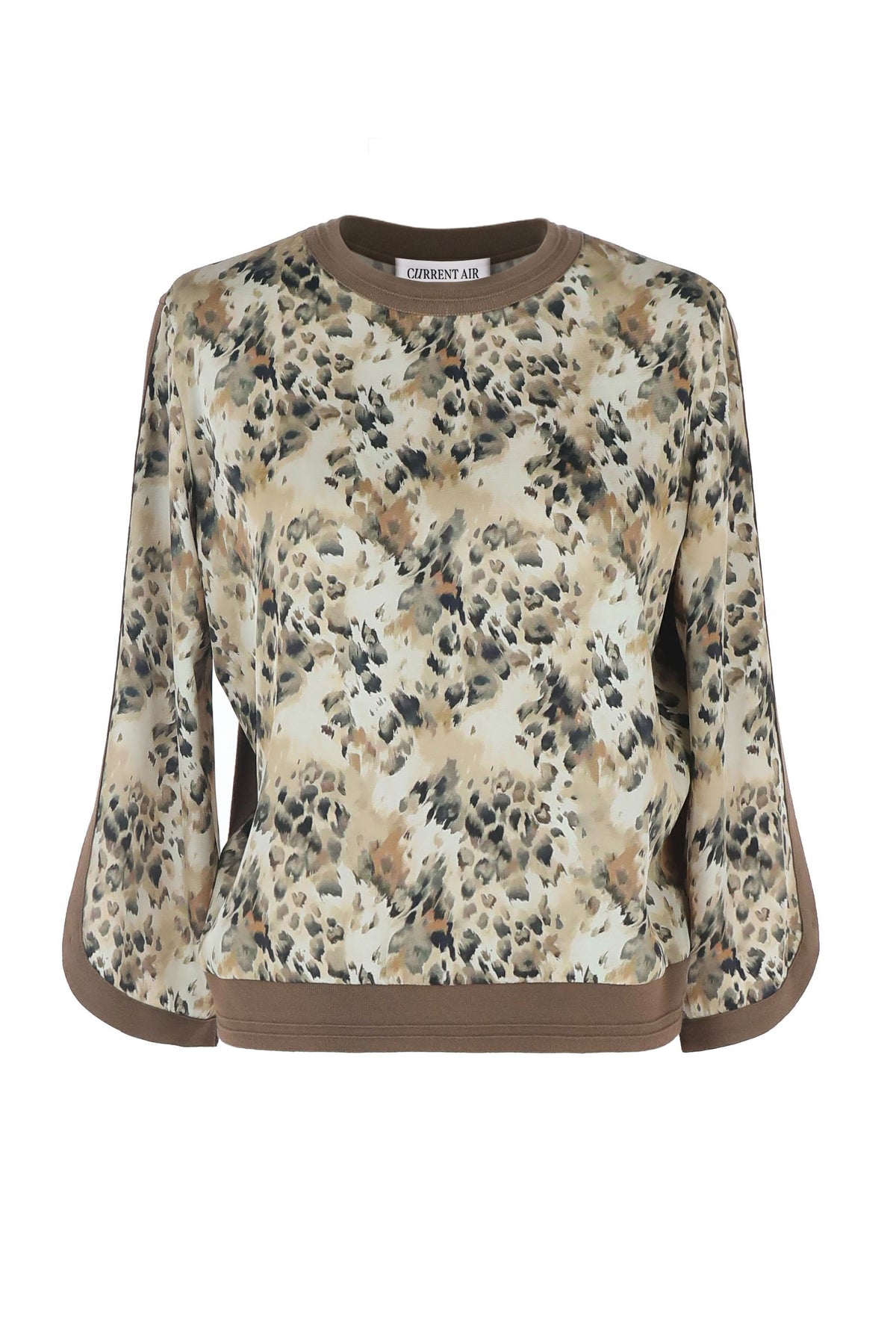 Leopard Print Mixed Media Top