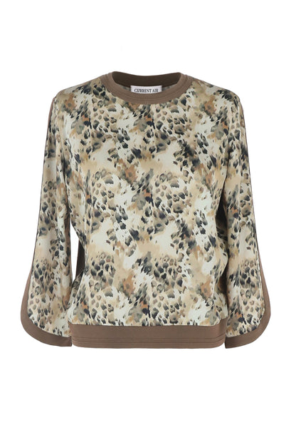 Leopard Print Mixed Media Top