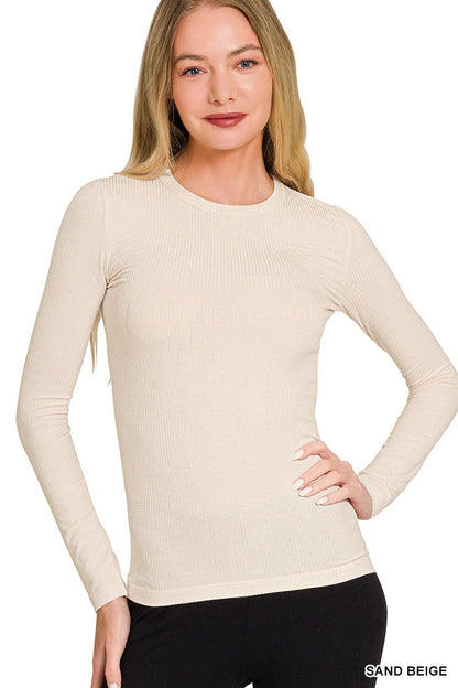 Rib Fitted Round Neck Tee