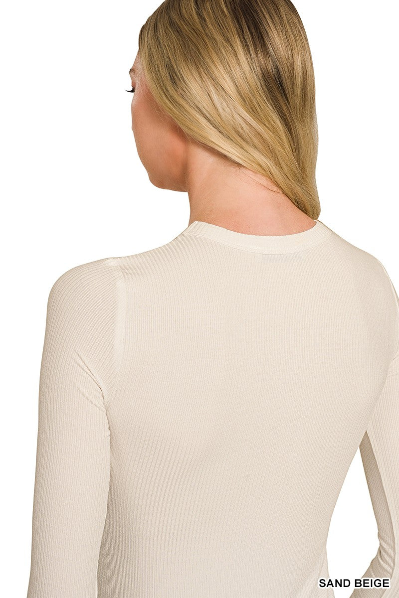 Rib Fitted Round Neck Tee