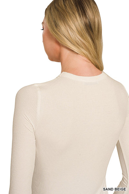 Rib Fitted Round Neck Tee