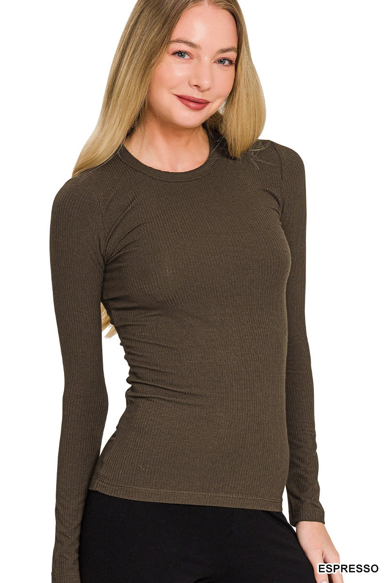 Rib Fitted Round Neck Tee