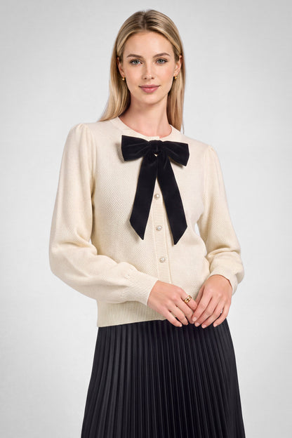Ribbon Knit Cardigan Sweater