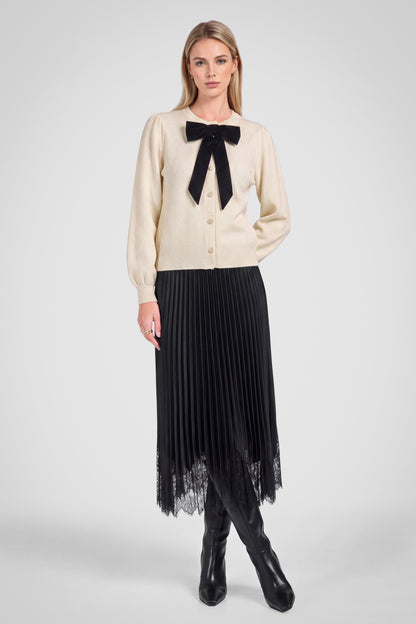 Ribbon Knit Cardigan Sweater
