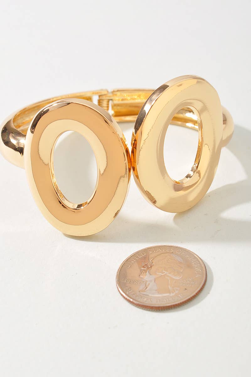 Double Oval Statement Bangle Bracelet