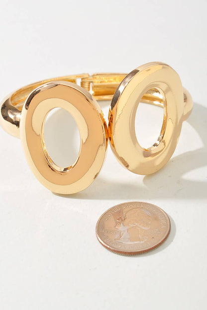 Double Oval Statement Bangle Bracelet