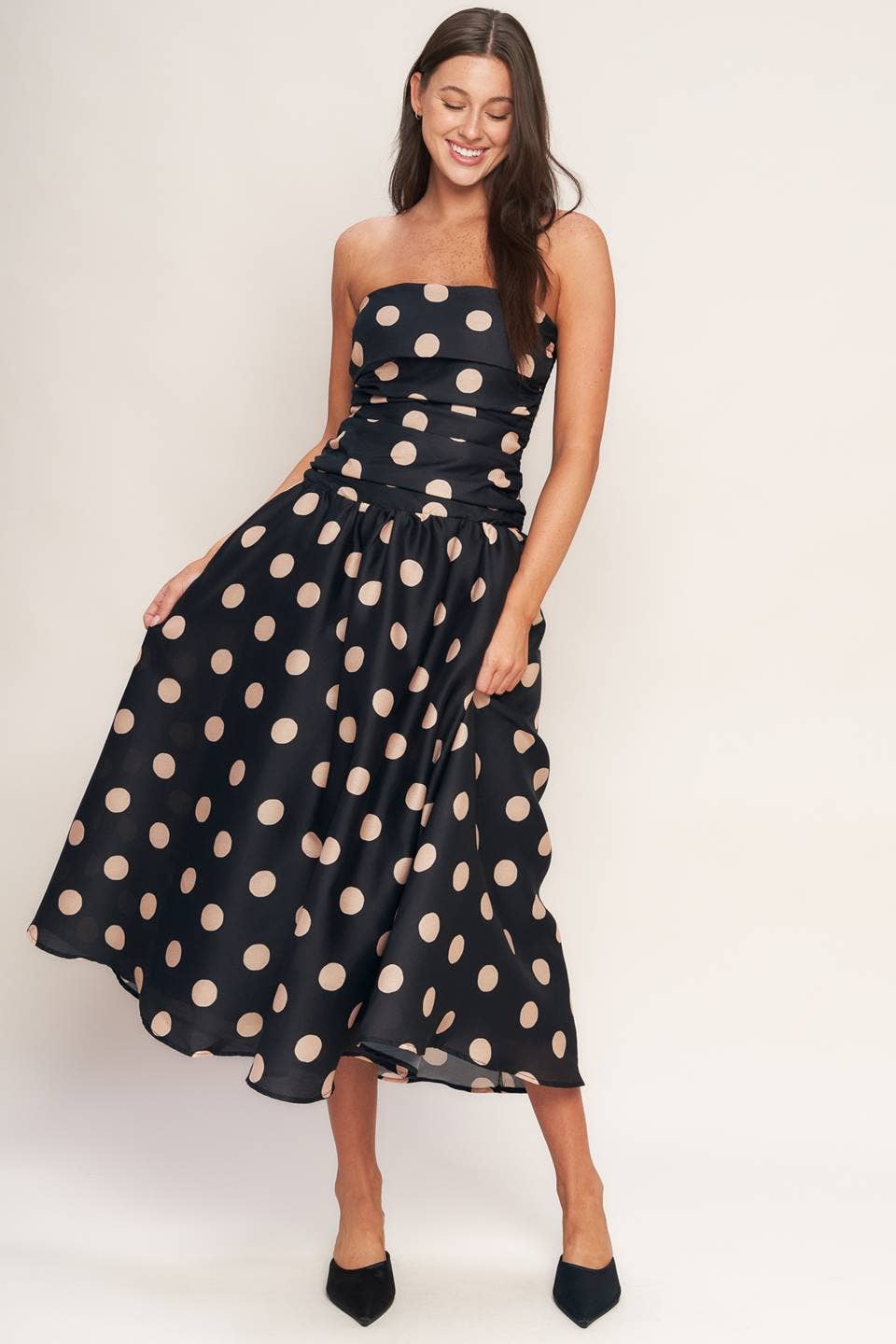 Polka Dot woven midi dress