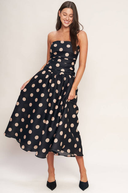 Polka Dot woven midi dress