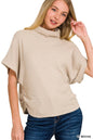 Mock Neck Side Shirred Sweater
