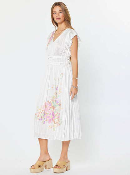 Floral Print Pleated Midi Dress