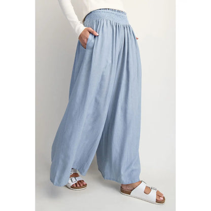 Linen-Blend Wide Pants