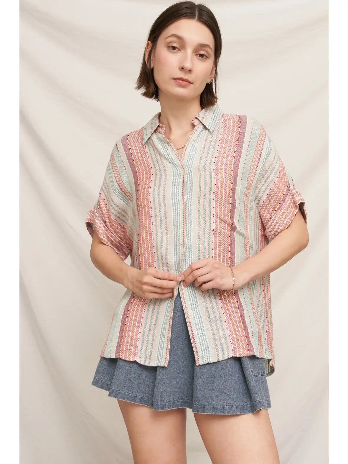 Multicolor Striped Button Down Shirt