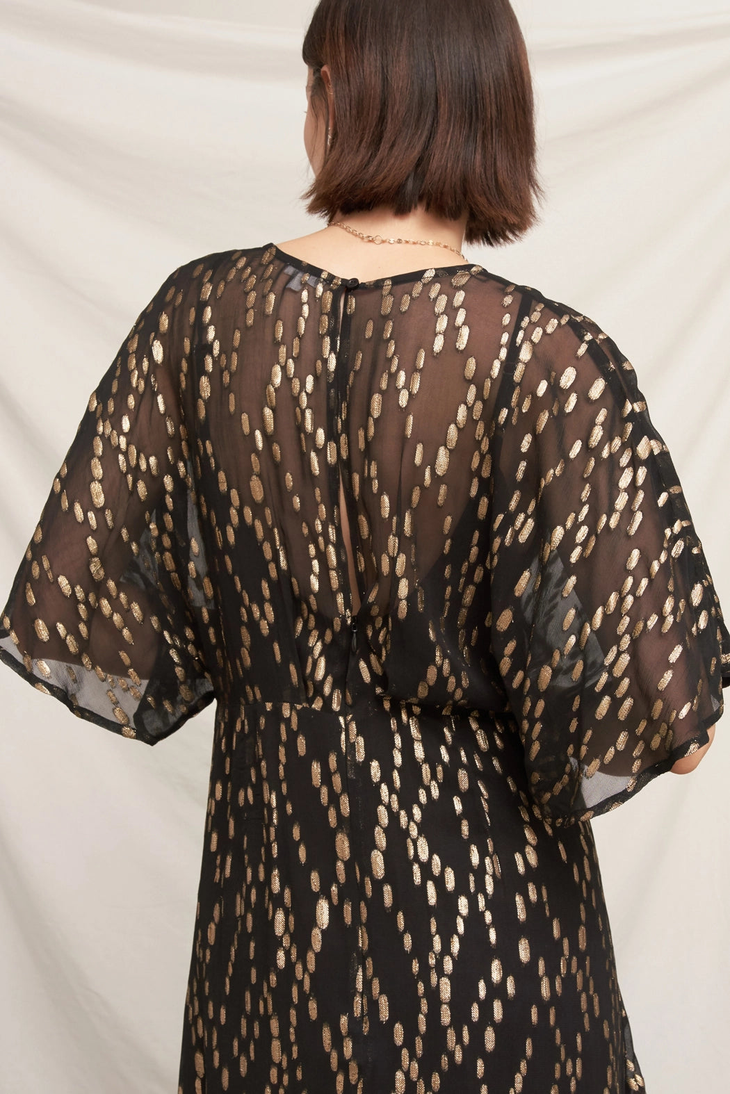 Gold Sequin Kimono Sleeve Maxi Dress