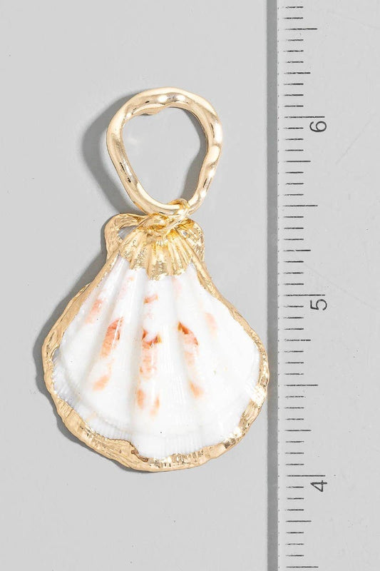 Clam Shell Charm Hoop Stud Drop Earrings