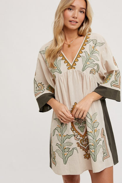 Sage Embroidered Dress