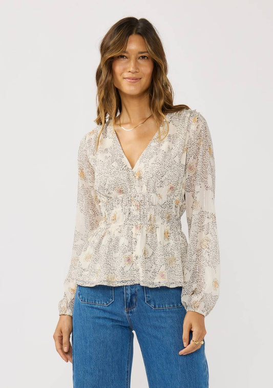 Floral Elastic Waist Blouse