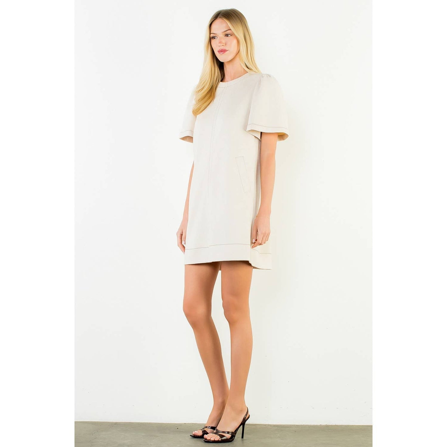 Suede Short Sleeve Dress