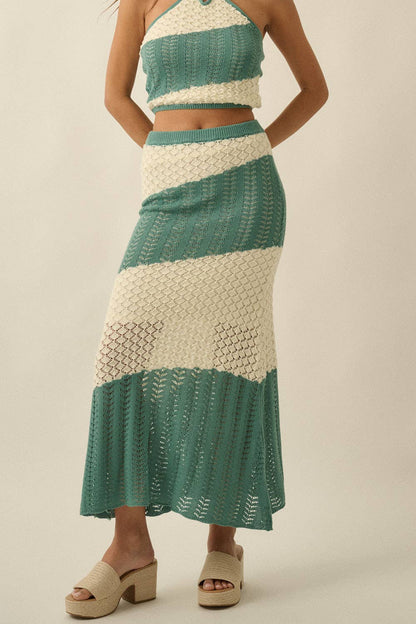 Pointelle Crochet-Knit Colorblock Set