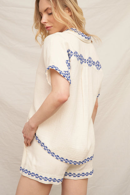Embroidered Button Down Shirt