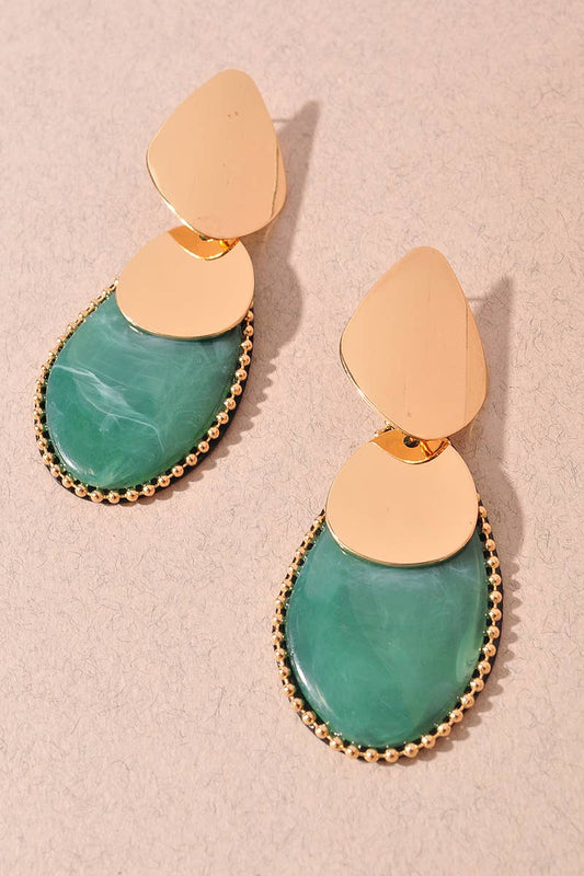 STONE TEARDROP STATEMENT EARRINGS