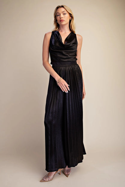 Cowl Neck Sleeveless Metallic Top