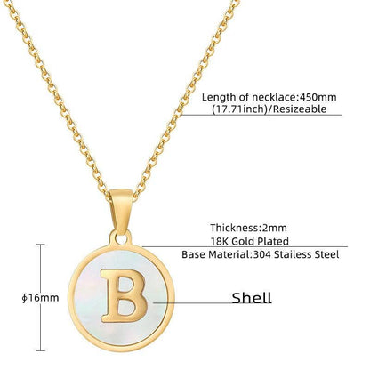 Round 18K Gold-plated Stainless Steel 26 Letters Necklace