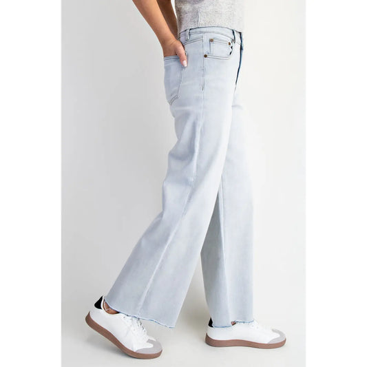 Acid Wash HW Wide Leg Jean