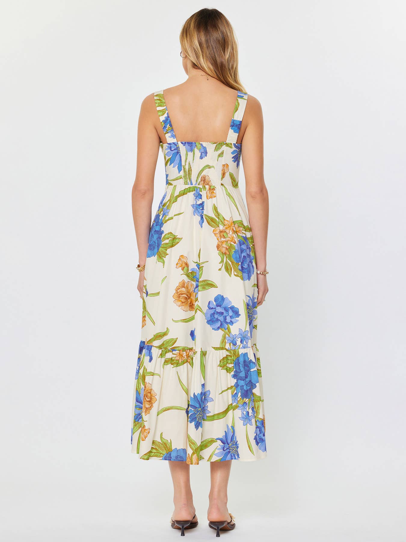 Floral Printed Sleeveless Midi Dress