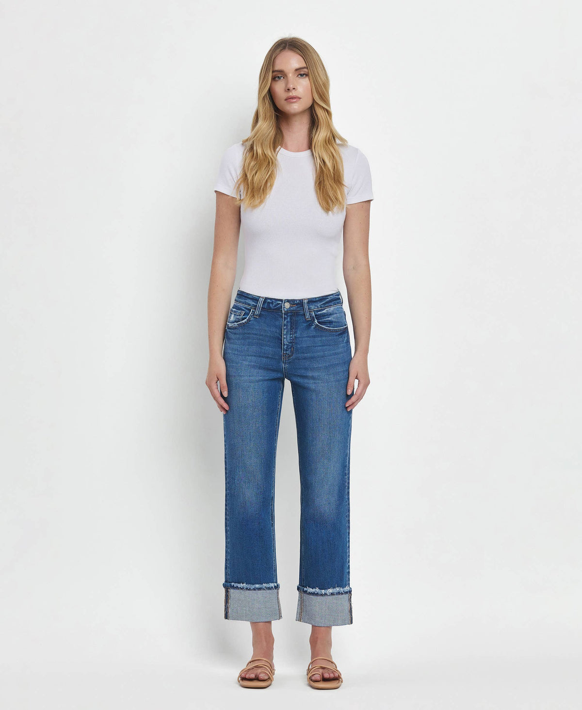 DAPHNE HIGH RISE CUFFED STRAIGHT