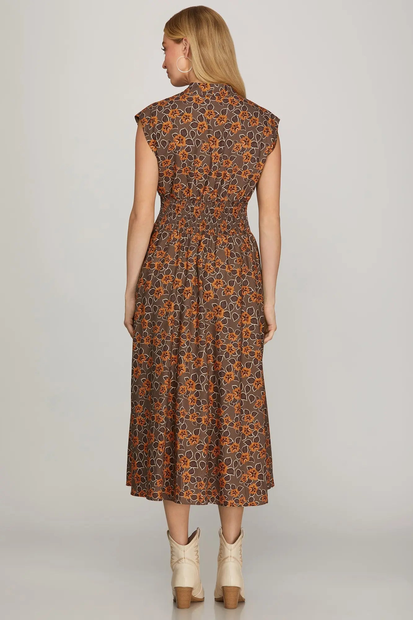 Rust & Petals Zip-Front Dress