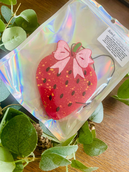 Strawberry Bow Car Freshie 
