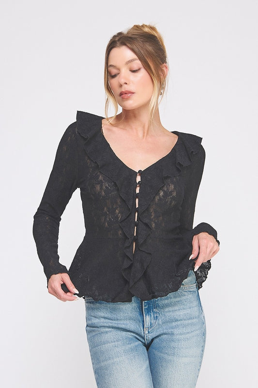 Jacquard Knit Lace Romantic Ruffle