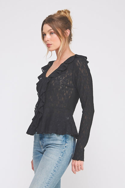 Jacquard Knit Lace Romantic Ruffle