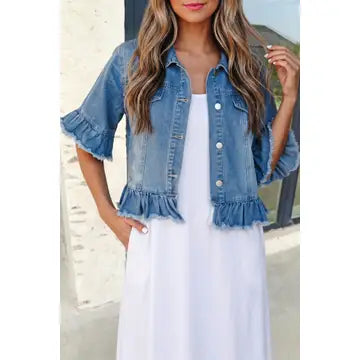 Western Ruffle Hem Half Sleeve