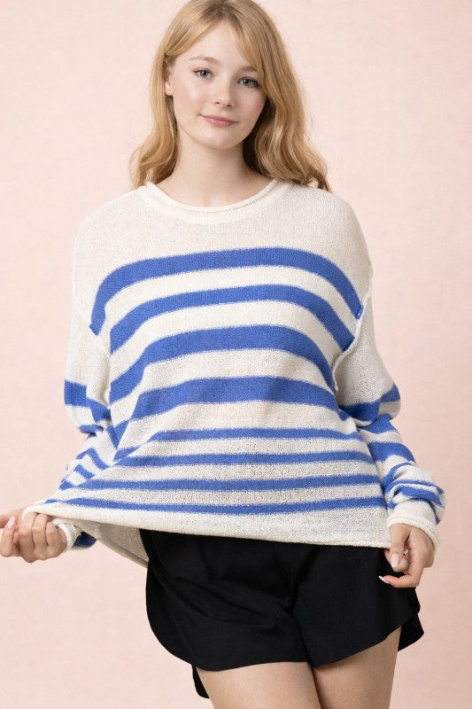 Striped Oversized Knit Summer Sweater Top
