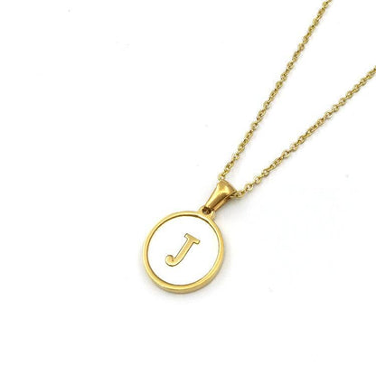 Round 18K Gold-plated Stainless Steel 26 Letters Necklace
