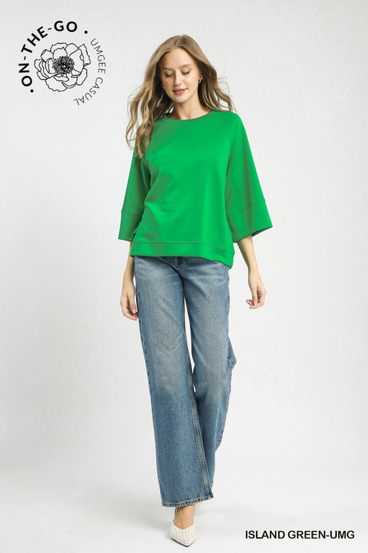 3/4 Sleeved Drop Shoulder Top