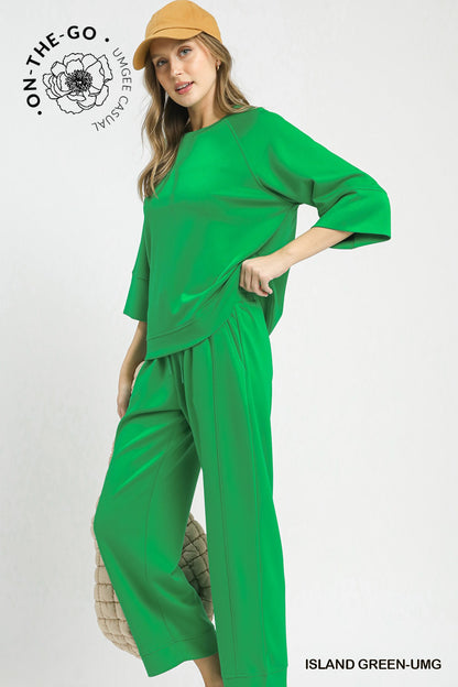 3/4 Sleeved Drop Shoulder Top