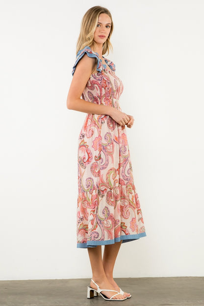 Paisley Flutter Sleeve Maxi Dress
