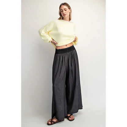 Linen-Blend Wide Pants